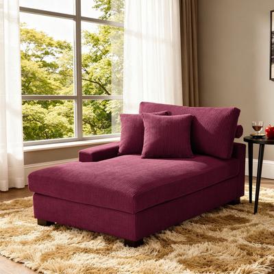 DREAMSIDEA Modern Corduroy Indoor Chaise Lounge Couch with Pillows