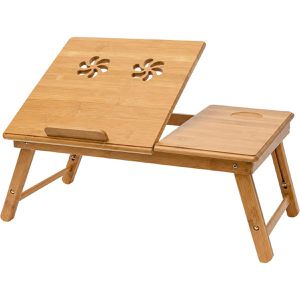 Relaxdays Laptoptisch 10019147, aus Bambus, höhenverstellbar, winkelverstell- und klappbar, 55 x 30,5 x 35 cm