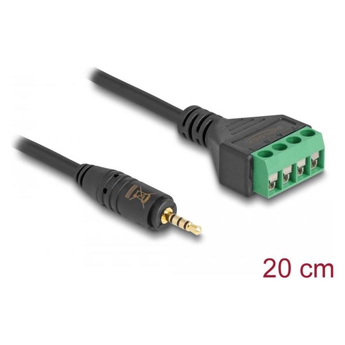 Delock Kabel Klinkenstecker 2,5 mm 4 Pin zu Terminalblock Adapter 20 cm (66256)