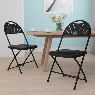 Flash Furniture Plastic Fan Back Folding Chair (Set of 2)