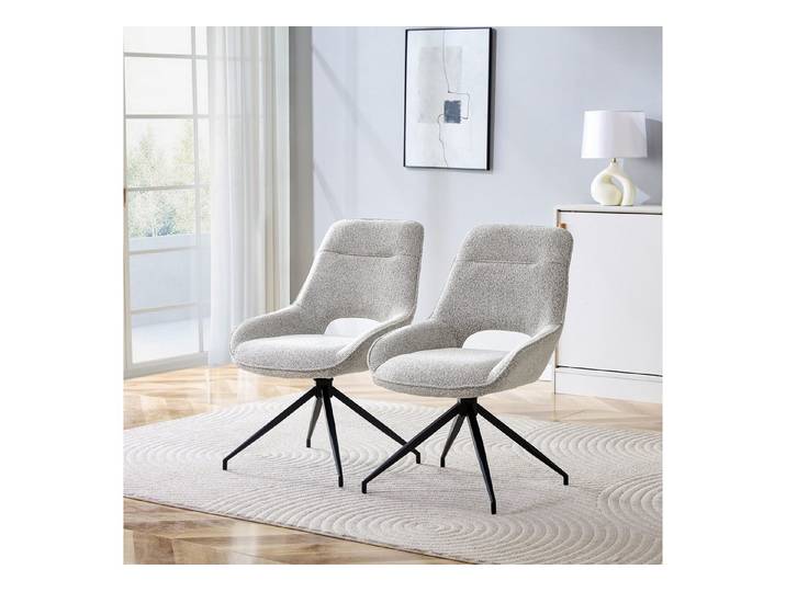 OKWISH Drehhocker Esszimmerstuhl Polsterstuhl (360° drehbar, schwarz lackierte Metallbeine, 2er-Set), Küchenstuhl