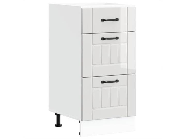 HKTMGDNG Küchenunterschrank Lucca 40x46x81,5cm Hochglanz-Weiß Kompakter Schubladenschrank für Küche und Speisekammer, höhenverstellbare Füße und pflegeleichte Oberfläche.