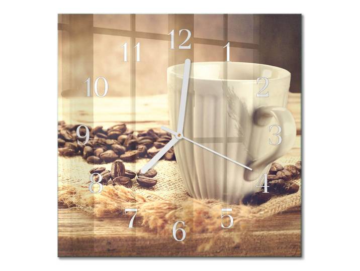 Tulup Wanduhr 30x30 cm - Kaffee, Braun, Glas, Quadratisch, 30x30x0.4 cm, Dekoration, Uhren, Wanduhren