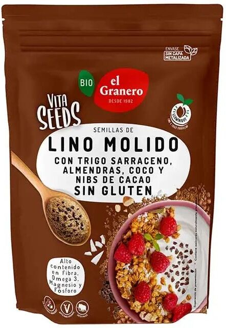 GRANERO Semillas Bio Vitaseeds De Lino Molido Con Cacao Y Almendras