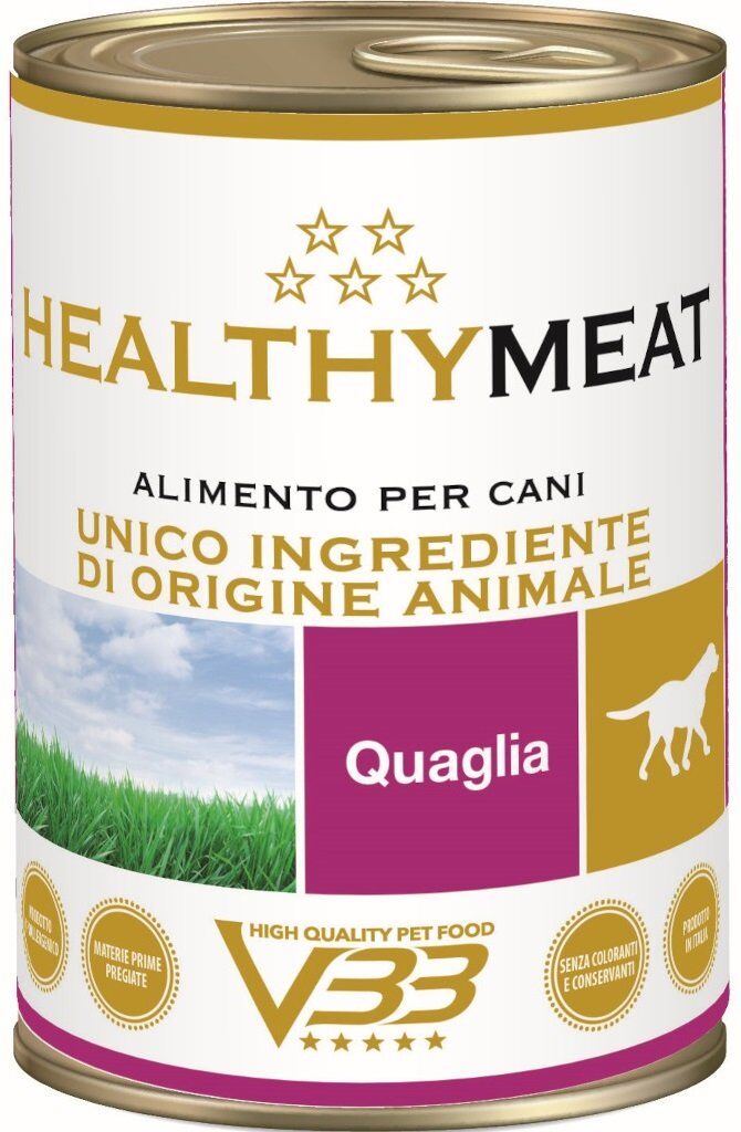 VBB HealthyMeat Paté Umido Cane Alimento Dietetico Monoproteico Completo Quaglia 400 g