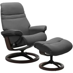 Stressless Sessel mit Hocker Sunrise Signature Leder Grau Batick Grey S (Small)
