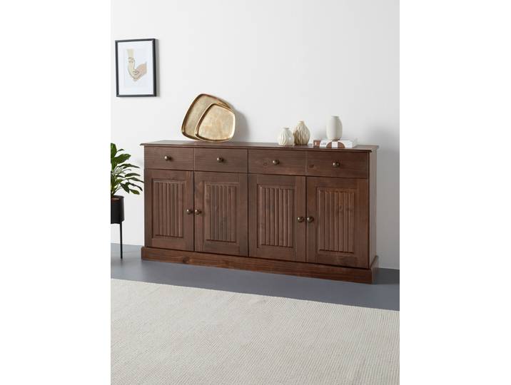 Sideboard GOODPRODUCT Liotta , braun, B:158cm H:80cm T:34cm, FSC-zertifiziertes Massivholz, Sideboards, Sideboard