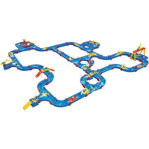AquaPlay Wasserbahn 8700001680 Giga Set, mit Hafen, 8 Figuren und 11 Fahrzeugen, 168 Teile