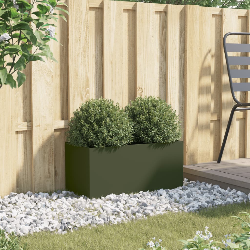 vidaXL Jardinière vert olive 62x30x29 cm acier