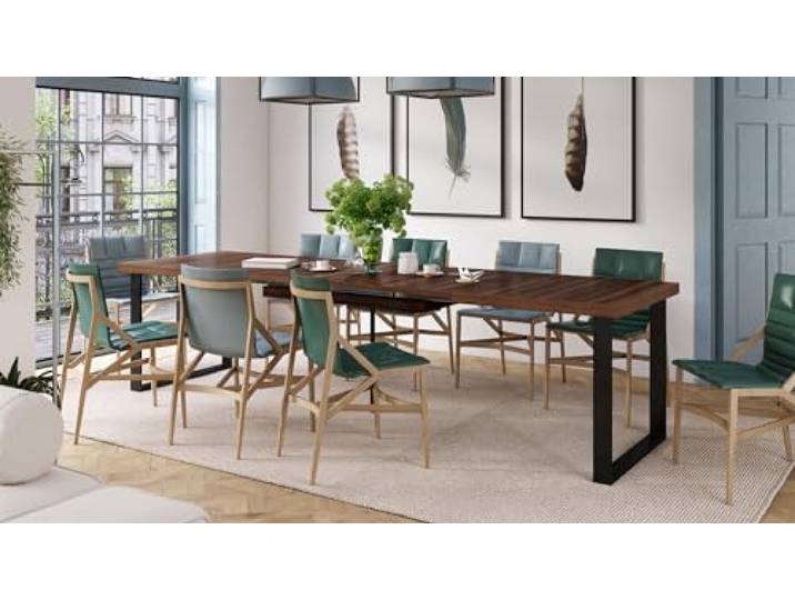 Mazzoni Design Esstisch Avella Tisch ausziehbar 160 bis 310 cm, Farbe:Nussbaum - Schwarz matt