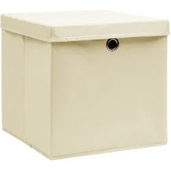 vidaXL Aufbewahrungsboxen mit Deckel 10 Stk. Creme 32x32x32 cm Stoff