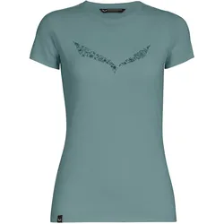 Salewa, Damen, Funktionsshirt, Solid Dry W T-Shirt (38, M), Grau, Türkis, Grün