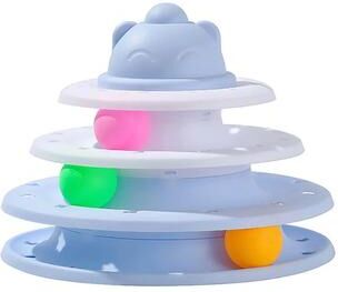 Uplift Picks 4 Level Interactive Cat Toy Tower With Roller Balls Puzzle Track Game blue