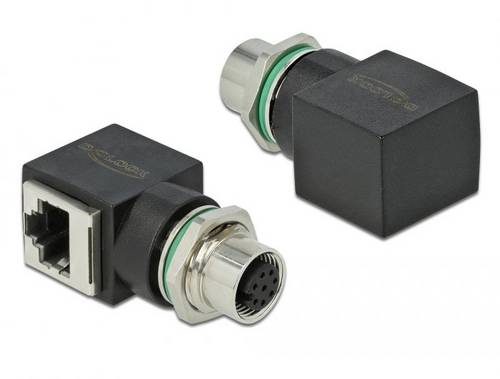 Delock M12 / RJ45 Netzwerk Adapter [1x M12-Buchse - 1x RJ45-Buchse] Schwarz