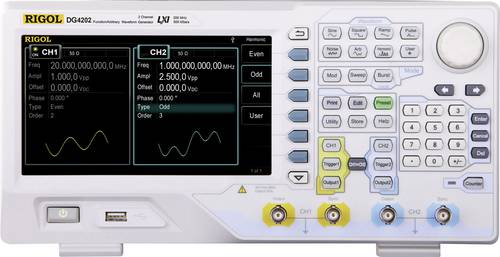 Rigol DG4202 Funktionsgenerator netzbetrieben 0.000001Hz - 200MHz 2-Kanal Sinus, Rechteck, Puls, Rauschen, Arbiträr, Dreieck