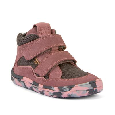 Barfußschuh FRODDO "BAREFOOT TEX FUN AUTUMN", Kinder, Gr. 27, Textil, rosa (rose, grau), Textil, Veloursleder, Schuhe Barfußschuh, Boots, Sneaker, Trekkingschuh mit TEX-Membrane