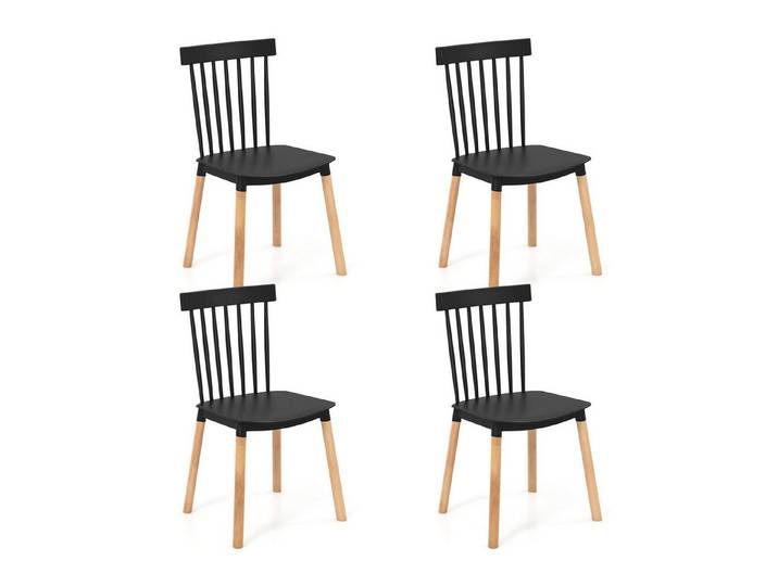 COSTWAY Esszimmerstuhl, Küchenstuhl 4er Set, Essstühle mit Massivholzbeine