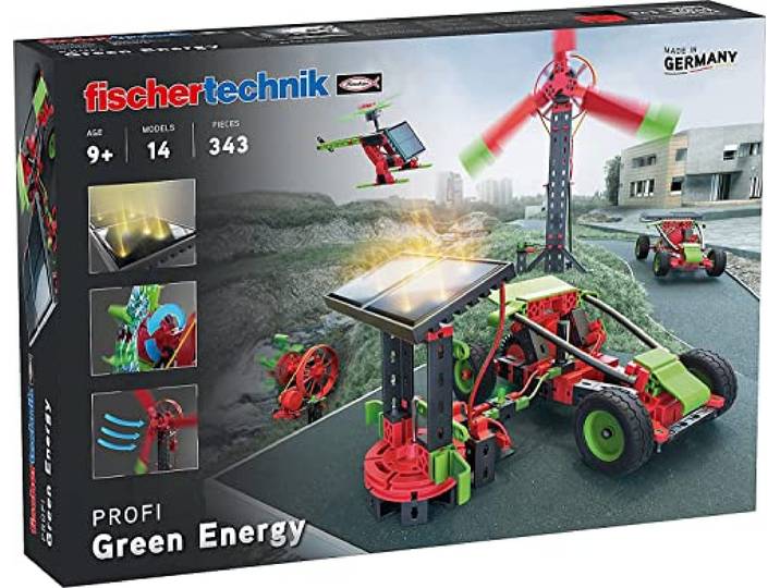fischertechnik Green Energy Baukasten für Kinder ab 9 Jahren, 14 Modelle Bausatz für Kinder zu erneuerbaren Energien 559879, Experimentierkasten für Solar, Windkraft und Wasserkraft, Made in Germany
