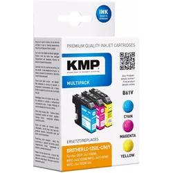 KMP, Druckerpatrone, MULTIPACK B61CMYV - 3er-Pack - Hohe Ergiebigkeit - Gelb, Cyan, Magenta - kompati (C, M, Y)