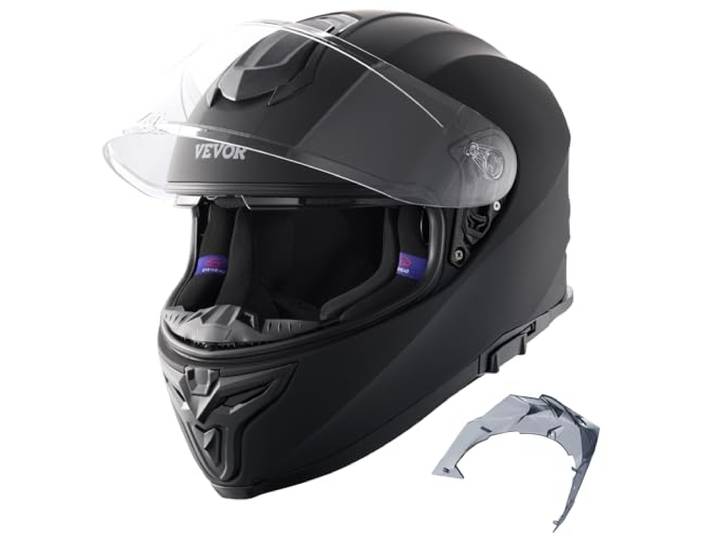 VEVOR Casque de Moto intégral\, Casque ABS et Haute densité\, avec Emplacement Bluetooth et Lentille Interchangeable\, Casque Motocross Confortable approuvé Dot\, pour Jeunes et Adultes\, XL（57-58cm）