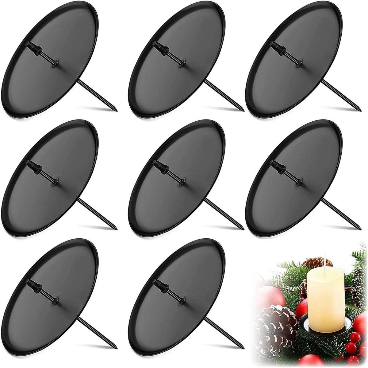 Allecto Adventskrans kaarsenhouder van metaal - Set van 8 - Kerstdecoratie voor op tafel