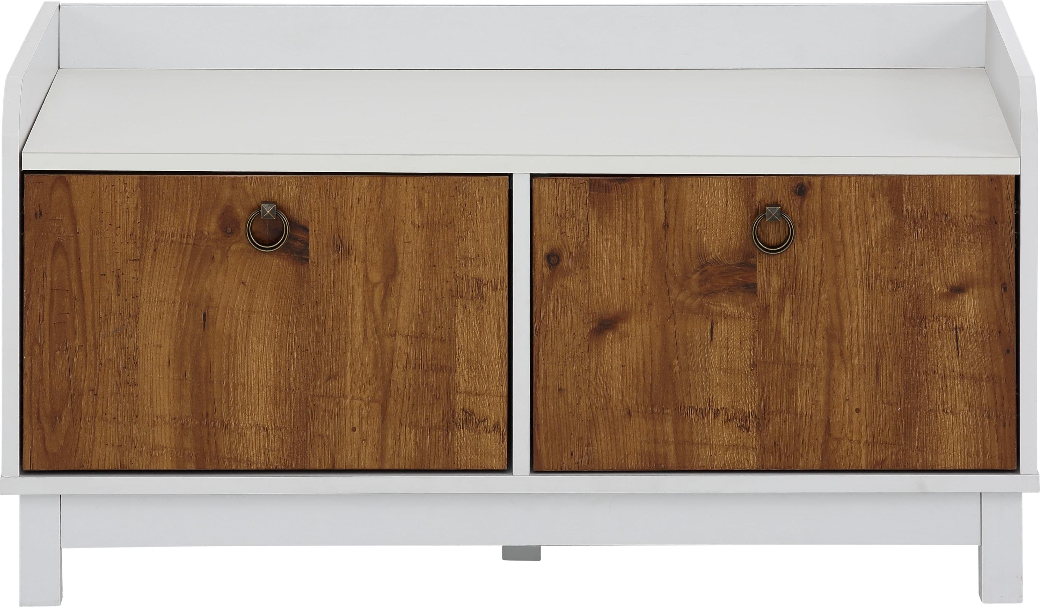 Bank GOODPRODUCT "Goslar", weiss (weiß), B:92cm H:46cm T:45cm, MDF, Sitzbänke, Bank, mit schönen Metallgriffen, folierter Holzwerkstoff, Breite 92 cm weiß B/H/T: 92cm x 46cm x 45cm