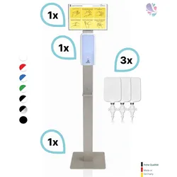 SET: Desinfektionsspender SENSOR Cosmos +Bodenständer Edelstahl +Infotafel +3x 1-Liter Hautdesinfektion +prof. Hygieneplan