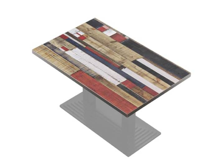 GGMMÖBEL Brasil Tischplatte B:T 118 x 68 cm Vintage Bunt Holzplatte Perfekt für klappbare Küchentisch, Esstisch ABS Kante HPL beschichtete Restaurant, Cafe, Bar