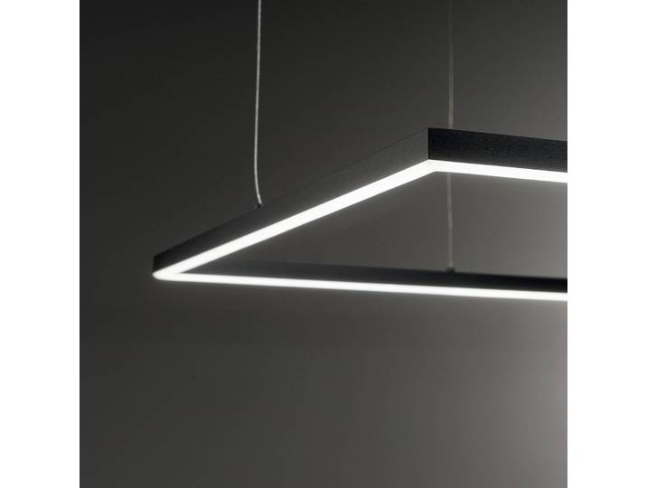 IDEAL LUX Hängeleuchte Oracle Slim Square, schwarz, für Wohn- / Esszimmer, Aluminium, Modern