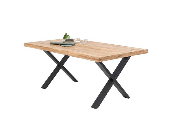 Esstisch Maimon 180cm Baumkante Beige X-Form