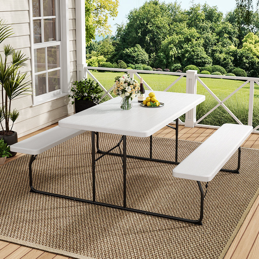 17 Stories Rectangular 6 - Person 180Cm L Outdoor Table Set White 6