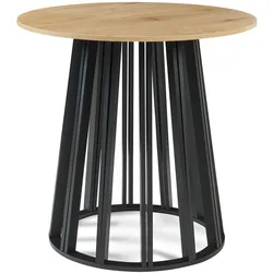 En.Casa, Esstisch, Esstisch Lensuu 76x Ø80 cm Schwarz/Eicheoptik (80 x 76 cm)