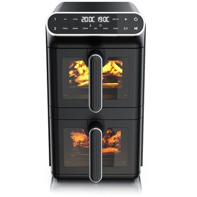 Arendo Doppelkammer-Heißluftfritteuse 11 l, 2 Körbe übereinander, Dual Zone, SYNC und MATCH, Sichtfenster und 6 Programme