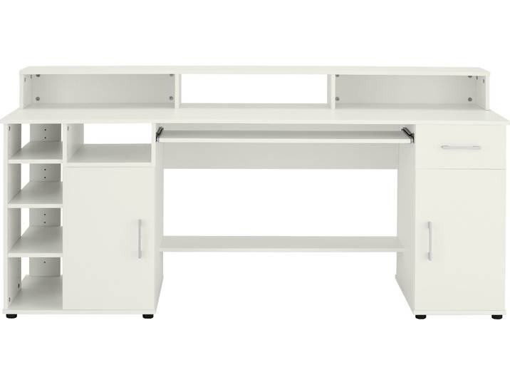 Schreibtisch VOGL MÖBELFABRIK Timra mit Monitoraufsatz, Tastaturauszug & Towerfach , weiss (weiß, weiß, weiß), B:178cm H:88cm T:60cm, Tische, Schreibtisch, Breite 154 oder 178 cm, Made in Germany