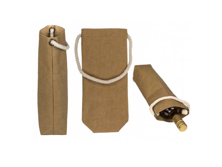 Flaschentasche aus Kraftpapier mit Kordel, Weinverpackung, 8 x 33 cm