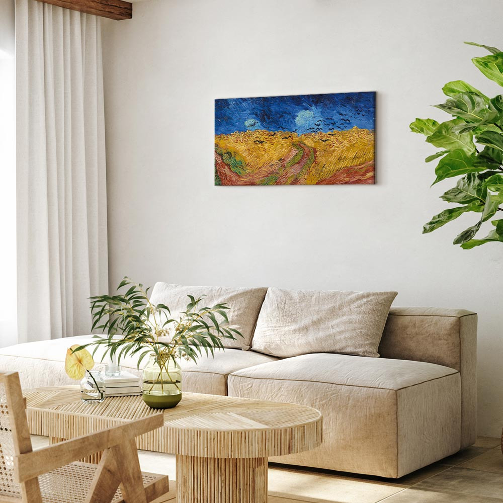 home24 Canvas afbeelding Wheatfield with Crows goud/geel B: 120 cm, H: 60 cm
