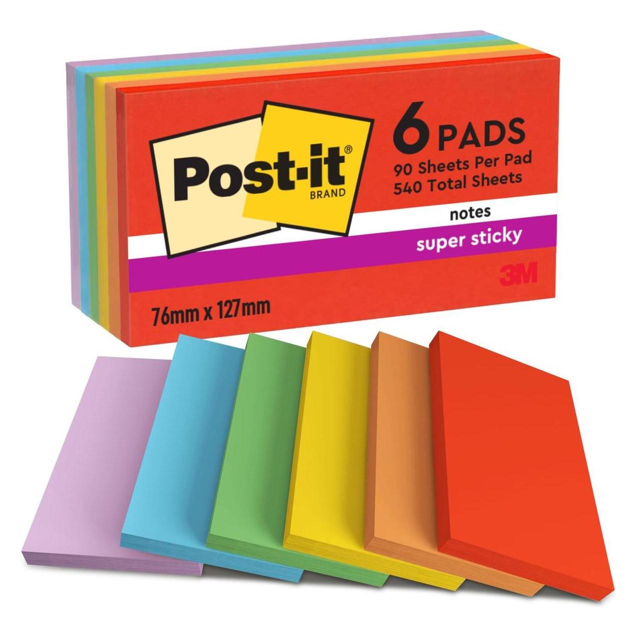 Post-it Super Sticky Playful (127 x 76 mm) (655-6SS-PLAY)