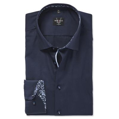 Langarmhemd MARVELIS, Herren, Gr. 42, N-Gr, blau (marine), Web, Obermaterial: 100% Baumwolle, body fit normal, 2-Knopf-Manschette, Hemden, Businesshemd, Kentkragen, Body fit