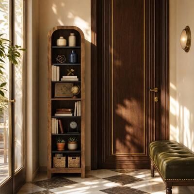 BLUEBELL 71.25″ Tall 8‑Tier Bookshelf – Versatile Shelf for Wall or Corner Arch Top Design   Large Storage Capacity