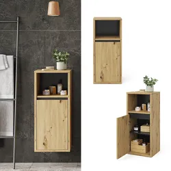 Vicco Midischrank Badschrank Badezimmermöbel Viola Eiche Anthrazit modern 38x80 Badezimmer Schrank Badmöbel Schranktür Schrankfach Ablage Aufbewahrung