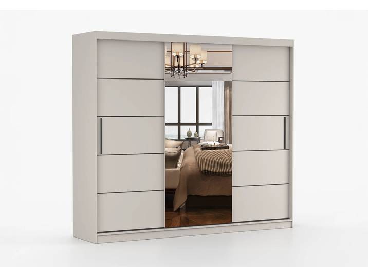 Schwebetürenschrank ALBA I K 250 cm Kaschmir Kaschmir + Spiegel