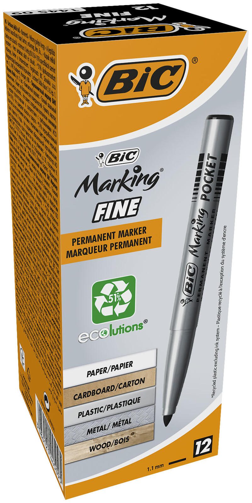 BIC® Permanentmarker 1.0 mm Schwarz 8209022