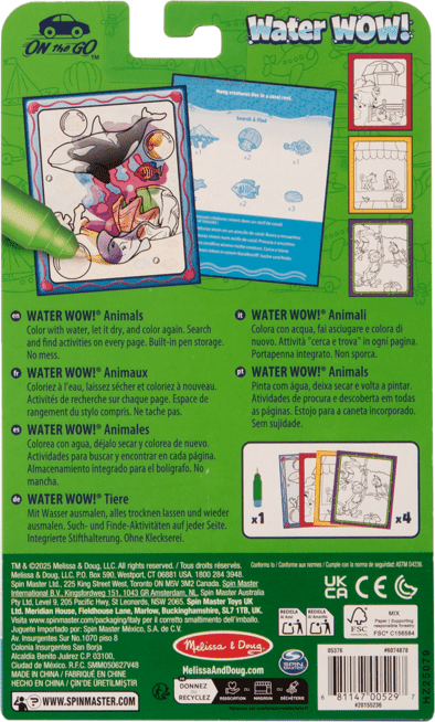 Spin Master Melissa And Doug Water Wow Animals Colouring Book Deluxe - Mess-Free Colouring Experience for Kids - Supports Early Learning and Fine Motor Skills