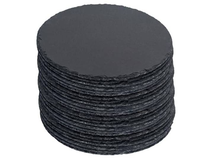 Argon Tableware Runden Tischsets aus Schiefer - 30cm - 24x Groß Natürlich Schwarz Stein Essen Tisch Abendessen Portion Planke Teller Ort Matten Sätze