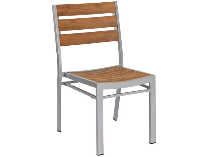 PULSIVA Outdoor-Stapelstuhl Resistance ohne Armlehnen 46x58x85 cm (BxTxH); Sitz braun, Gestell grau; 2 Stück / Pack