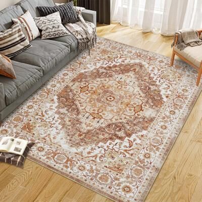 Garvee Washable Boho Accent Area Rugs Neutral Carpet