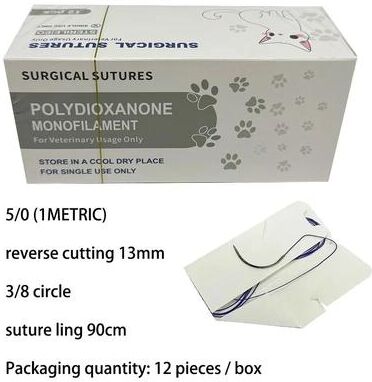 Inspire Select Professional Absorbable PGA Veterinary Suture Kit 12pcs Sterile Dog Surgical Training Thread With Needle 5 0 Reverse Cutting