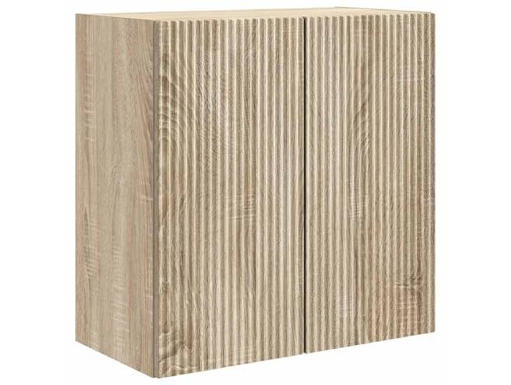 GFEROMRF Wandschrank Sonoma-Eiche 59x31x60 cm Holzwerkstoff mit USB-LED Holzwerkstoff, Sonoma-Eiche, USB-LED-Leuchten, Schublade, Regal, abschließbare Rollen, platzsparend