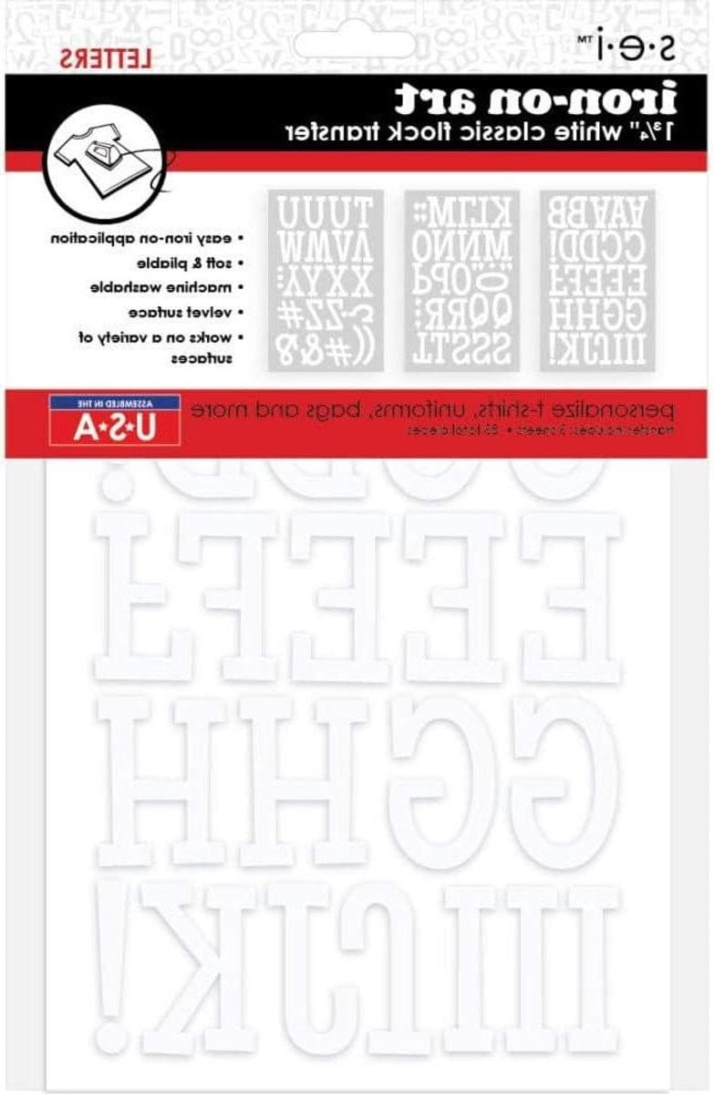 83 stuks Opstrijkbare Textiel Transfer Letters voor het personaliseren van kleding - Wit - 175 inch hoog