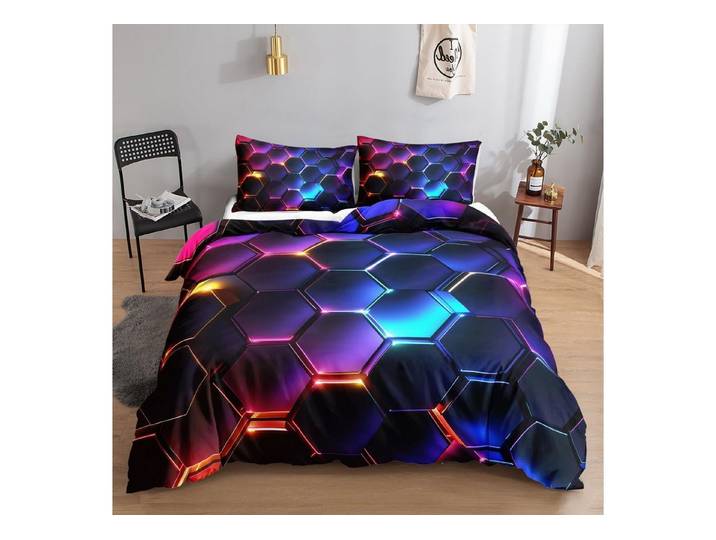 LuxusKollektion Jugendbettwäsche Bettwäsche Geometrische Honeycomb 155x220cm Neon